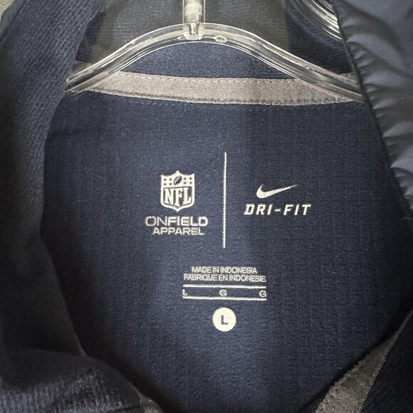 New England Patriots Jacket Mens Large Blue NFL Football Nike Dri Fit On Field - Picture 3 of 14